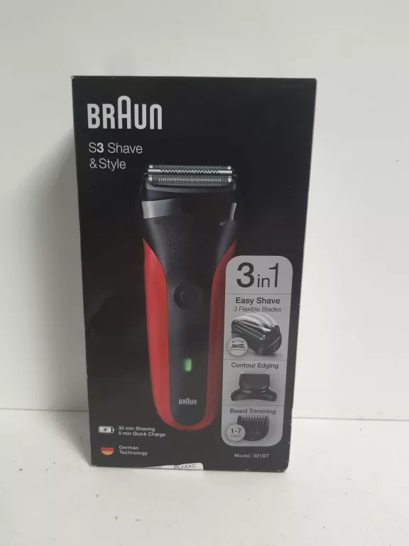 BRAUN GOLARKA S3 SHAVE STYL 301BT 3W1