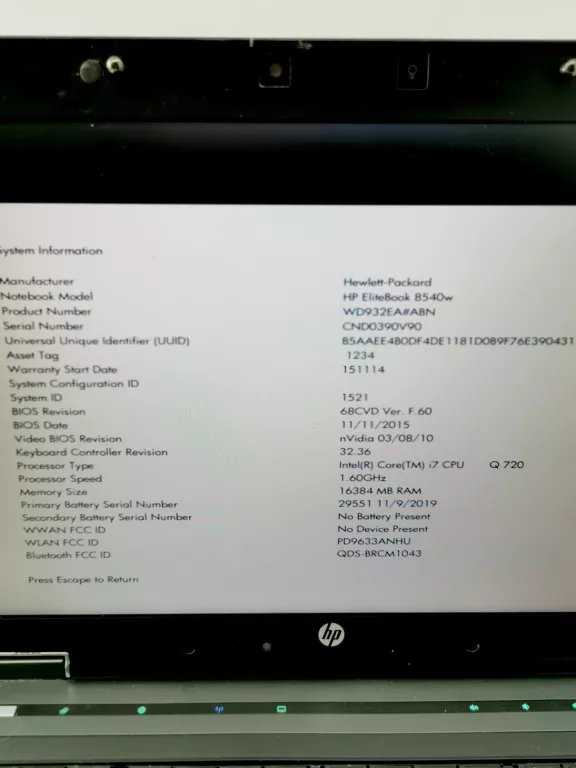 LAPTOP HP ELITEBOOK 8540W OKAZJA