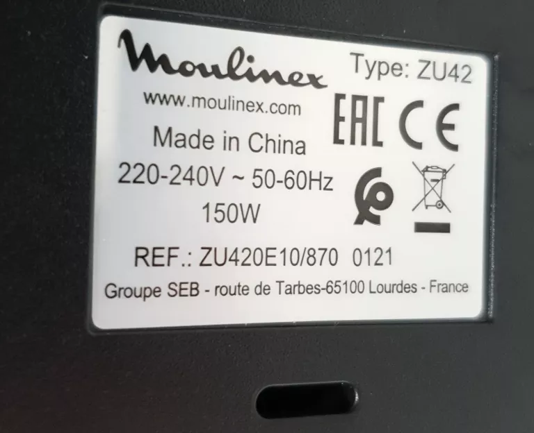 SOKOWIRÓWKA MOULINEX ZU420E10 150 W NIE URUCHAMIA SIĘ