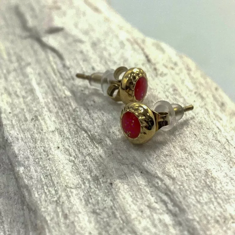 kolczyki-stal-pozlacana-czerwony-koralik-stan-11323-2