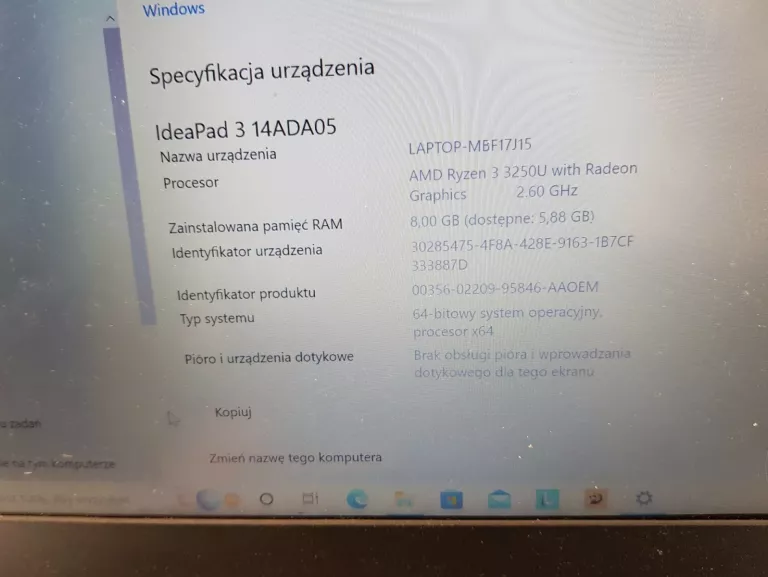 LAPTOP LENOVO IDEAPAD 3-14 14,1/RYZEN3/8GB/256GB