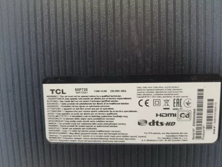 TELEWIZOR TCL 50P725 50" LED ANDROID TV