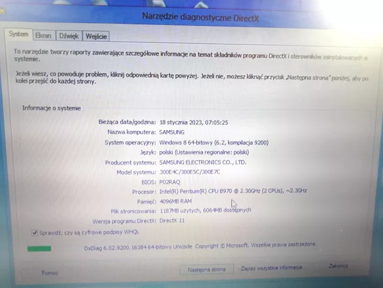 LAPTOP SAMSUNG 300E INTEL PENTIUM CPU B970