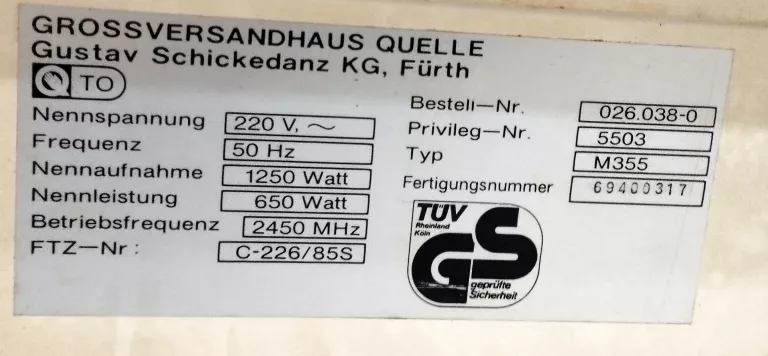 MIKROFALA DUŻA PRIVILEG M355 PĘKNIĘTY SAM