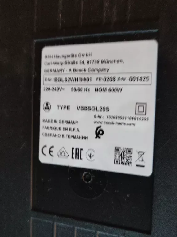 ODKURZACZ BOSCH SERIE 2 BGLS2WH1H