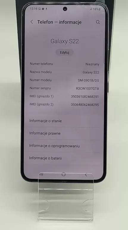 SAMSUNG GALAXY S22 8+128GB CZARNY KOMPLET / PLAY