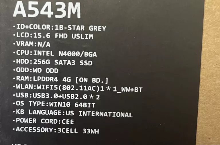 LAPTOP ASUS A543M