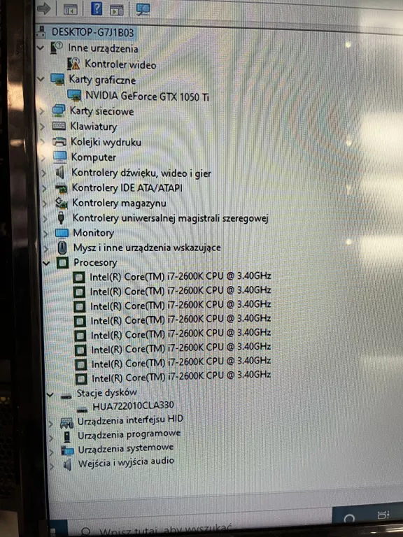 PC I7--2600K 3,40GHZ 8GB RAM 1TB DYSK GTX 1050 TI