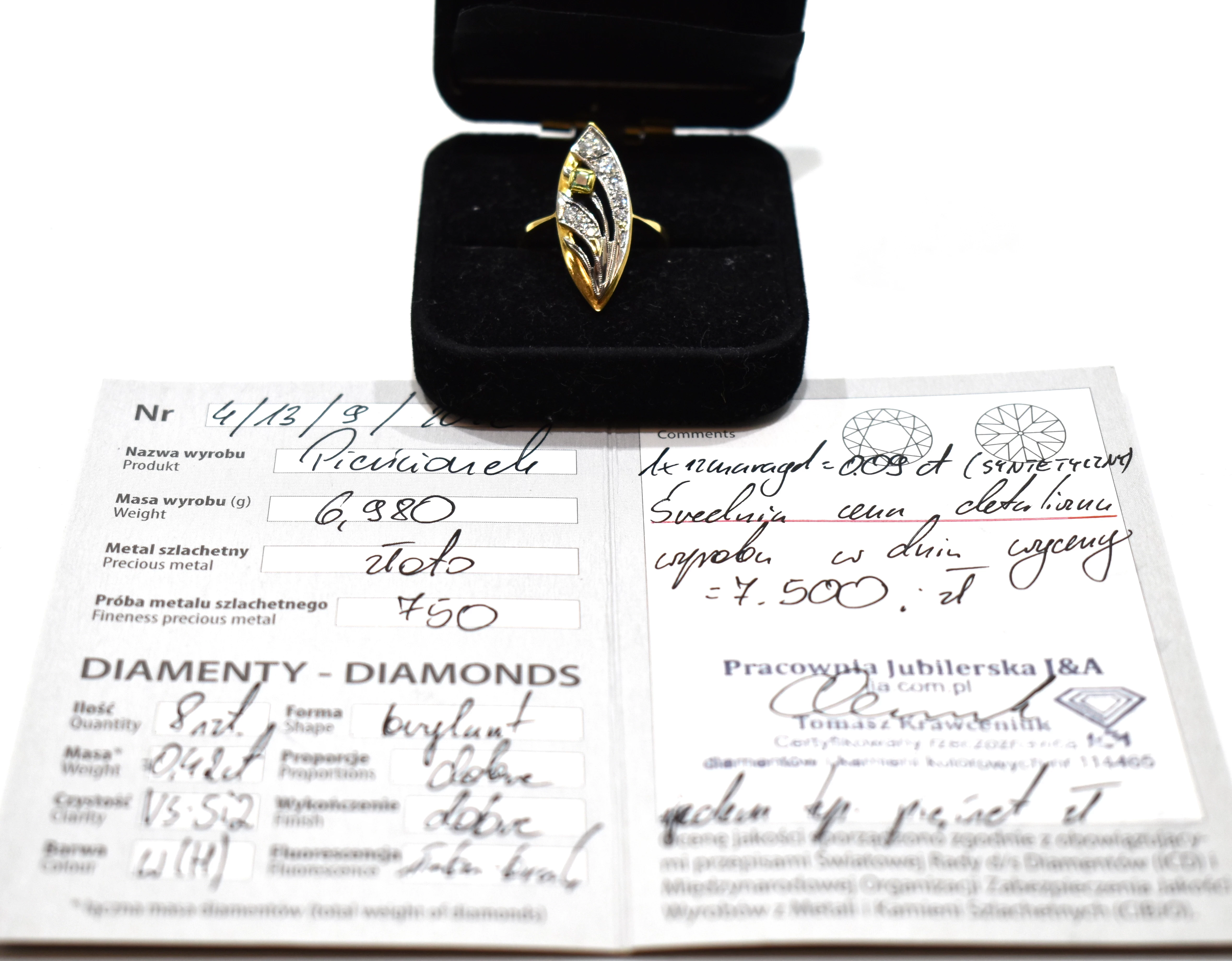 vintage-zloty-pierscionek-z-brylantem-698g-750-ean-gtin-5903772051636