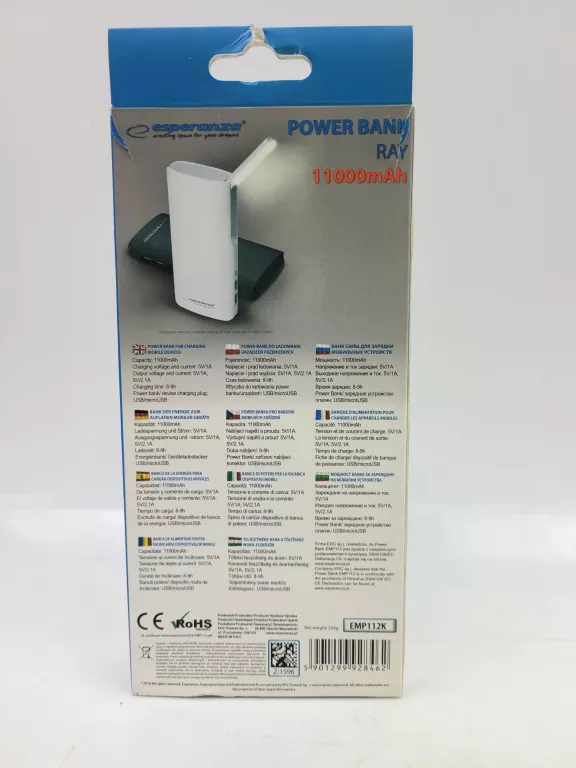 POWERBANK Z LATARKĄ ESPERANZA 11000 MAH EMP112K