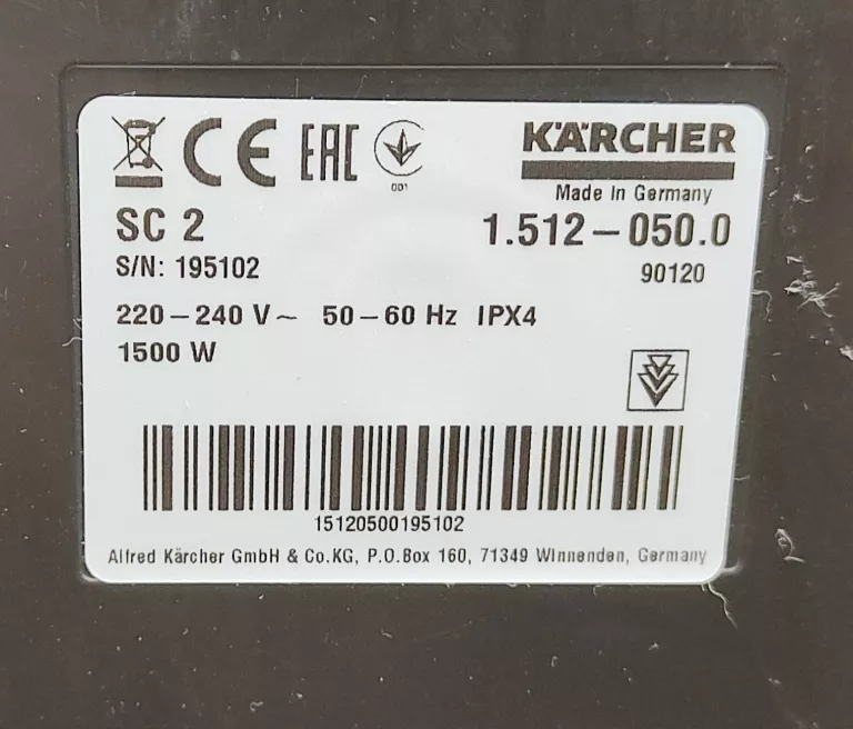 PAROWNICA KARCHER SC2 1500 W / 1 L OKAZJA!