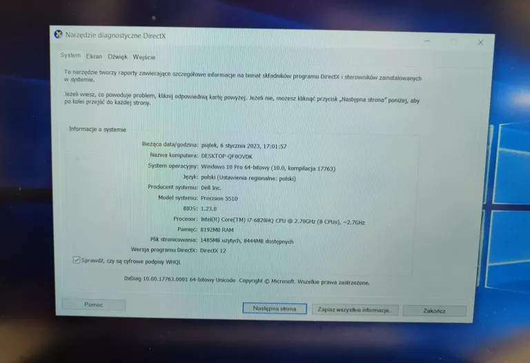 LAPTOP DELL PRECISION 5510 I7-6820HQ 8/240GB
