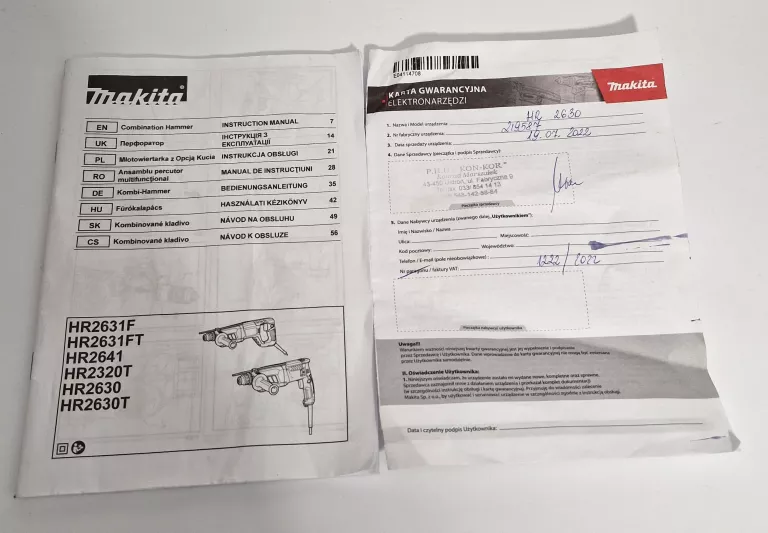 MŁOTOWIERTARKA MAKITA HR 2630