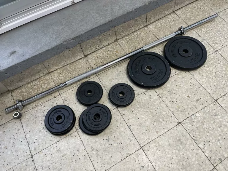 GRYF 150CM + OBCIĄŻENIE 38KG SPOKEY ŻELIWNE BDB!