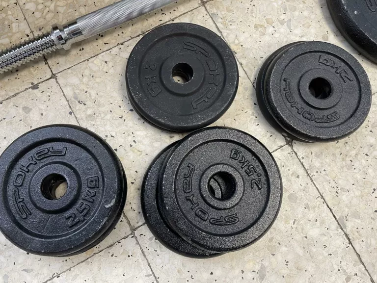 GRYF 150CM + OBCIĄŻENIE 38KG SPOKEY ŻELIWNE BDB!