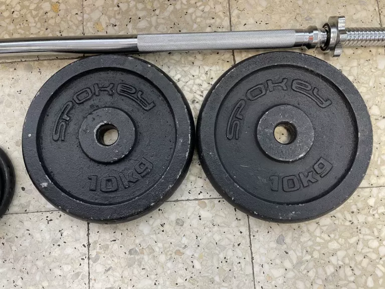 GRYF 150CM + OBCIĄŻENIE 38KG SPOKEY ŻELIWNE BDB!