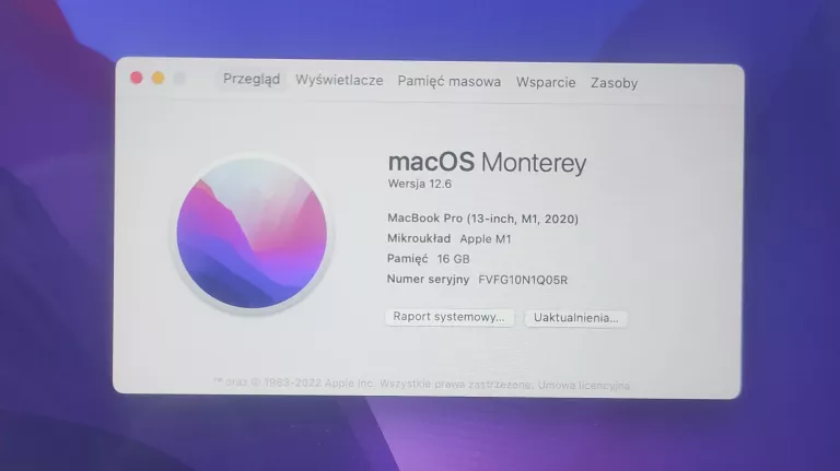 LAPTOP MACBOOK PRO 13 2020 M1 A2338 16/512GB
