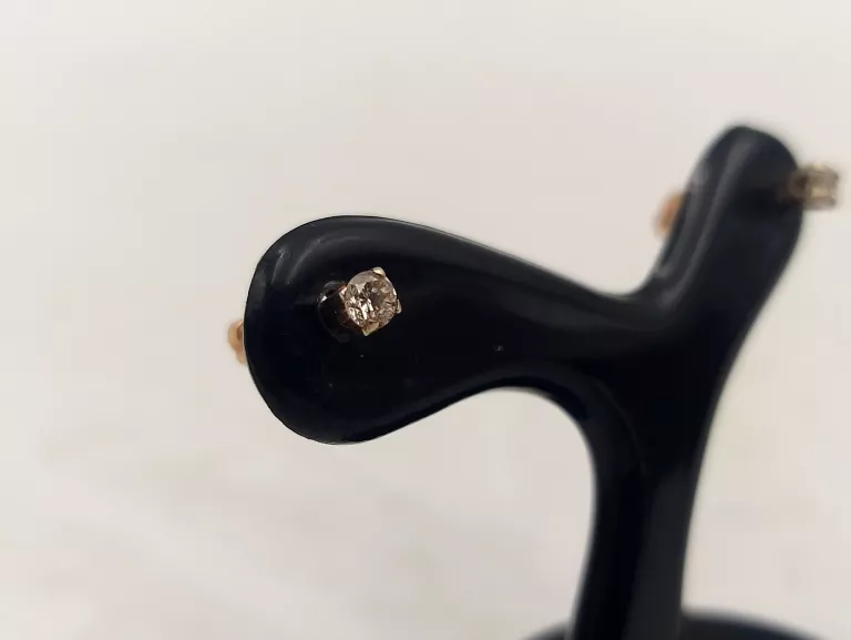 ZŁOTY KOLCZYKI 585 Z DIAMENTAMI 0,12CT WKRĘTKI SZTYFT BRYLANTY CERTYFIKAT