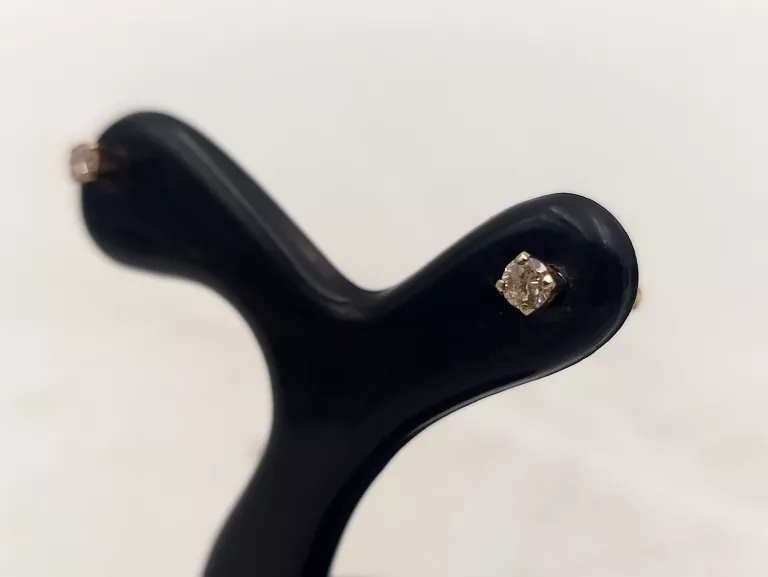 ZŁOTY KOLCZYKI 585 Z DIAMENTAMI 0,12CT WKRĘTKI SZTYFT BRYLANTY CERTYFIKAT