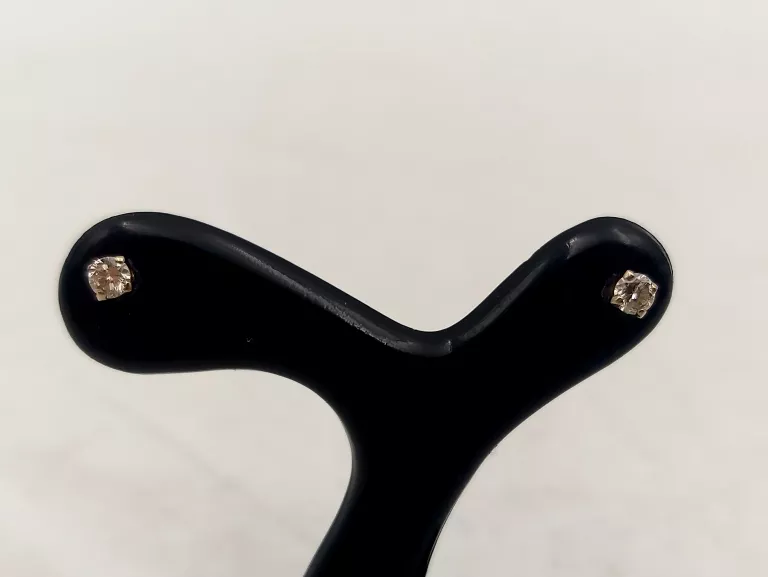 ZŁOTY KOLCZYKI 585 Z DIAMENTAMI 0,12CT WKRĘTKI SZTYFT BRYLANTY CERTYFIKAT