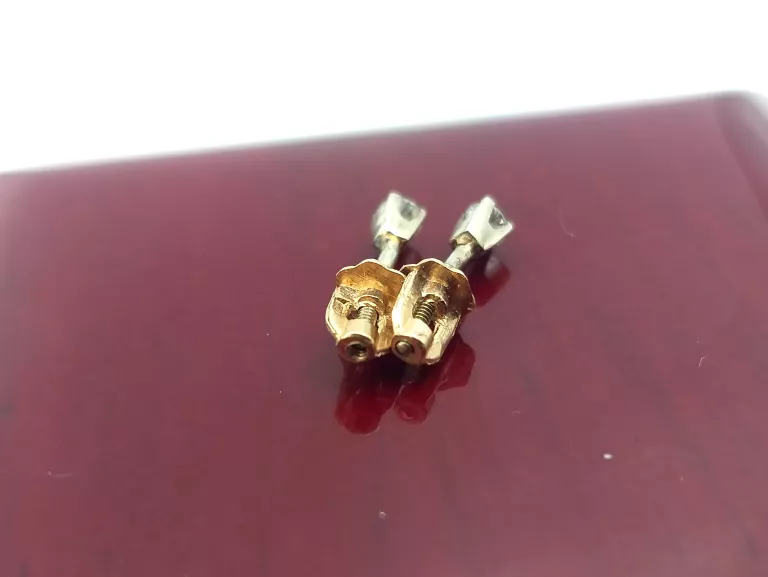 ZŁOTY KOLCZYKI 585 Z DIAMENTAMI 0,12CT WKRĘTKI SZTYFT BRYLANTY CERTYFIKAT