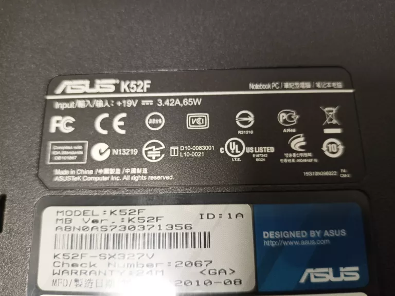 LAPTOP ASUS INTEL PENTIUM P6100/2GB/320GB
