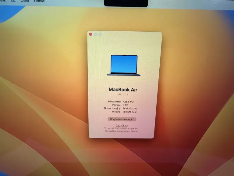 MACBOOK AIR A2681 KOMPLET ILOŚĆ CYKLI:5