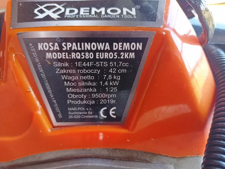 KOSA SPALINOWA DEMON RQ580 + SZELKI