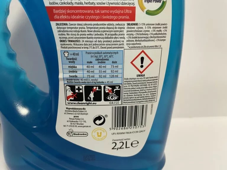ultra-zel-do-prania-tkanin-kolorowych-22-l-40pran-ean-gtin-5902686250753