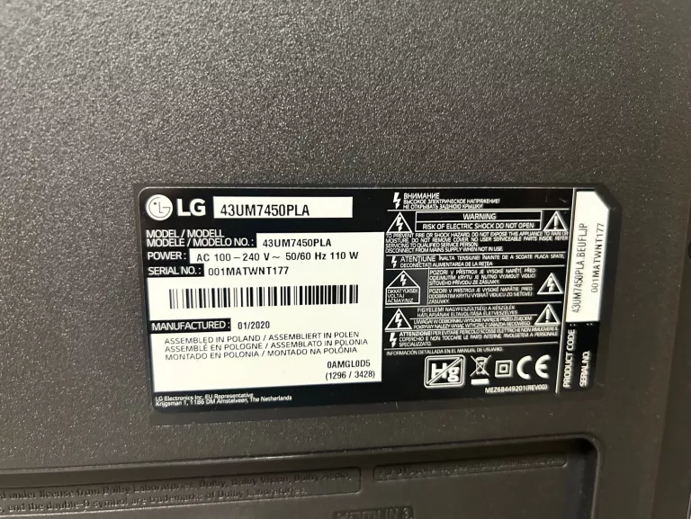 TV LG 43UM7450PLA 43" SMART TV