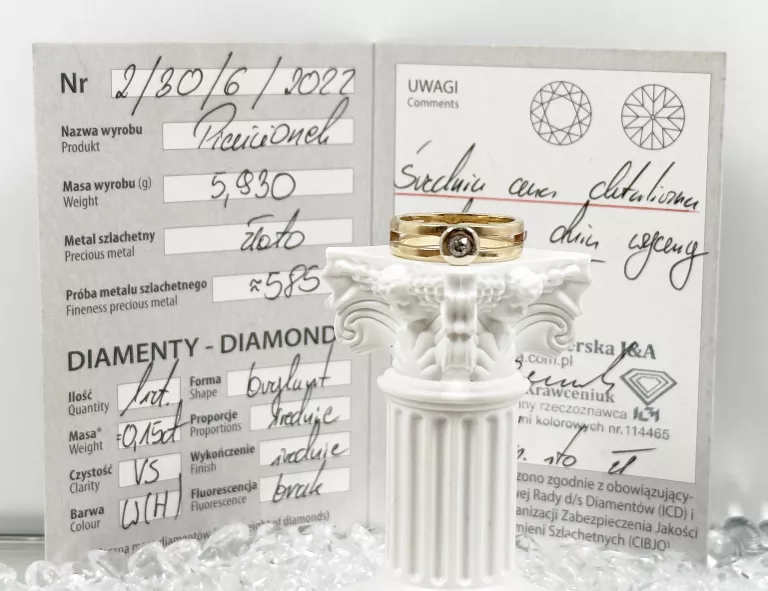 PRZEPIĘKNY ZŁOTY PIERŚCIONEK Z BRYLANTEM 14 KARATÓW