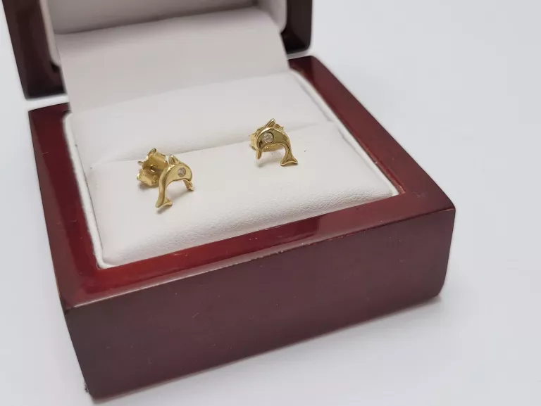ZŁOTE KOLCZYKI NA SZTYFCIE DELFINKI PR.585 0.99G