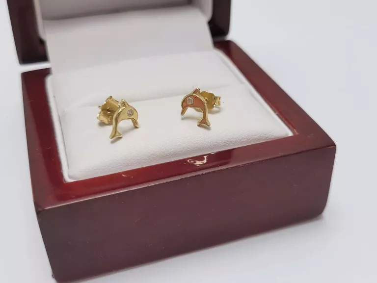 ZŁOTE KOLCZYKI NA SZTYFCIE DELFINKI PR.585 0.99G