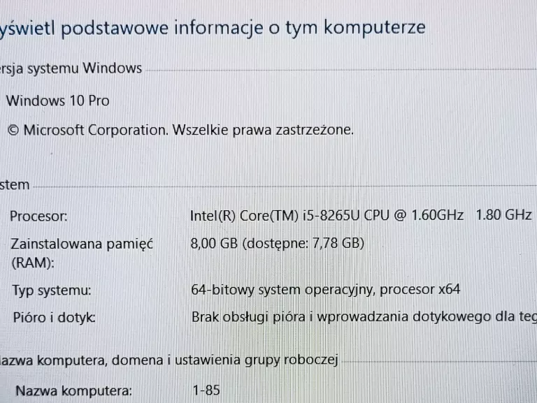 LAPTOP DELL VOSTRO P77F I5-8265U 250GB SSD 8GB RAM FULL HD
