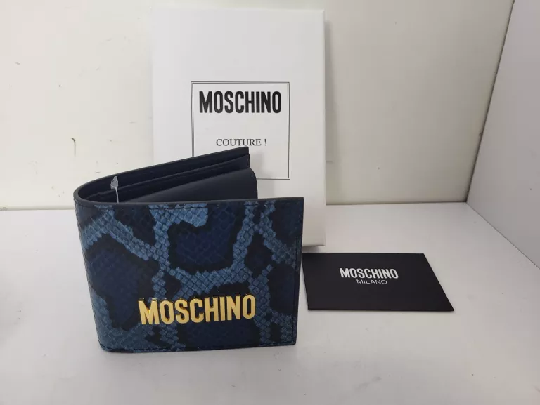 PORTFEL MOSCHINO COUTURE MILANO SKÓRA NIEBIESKI