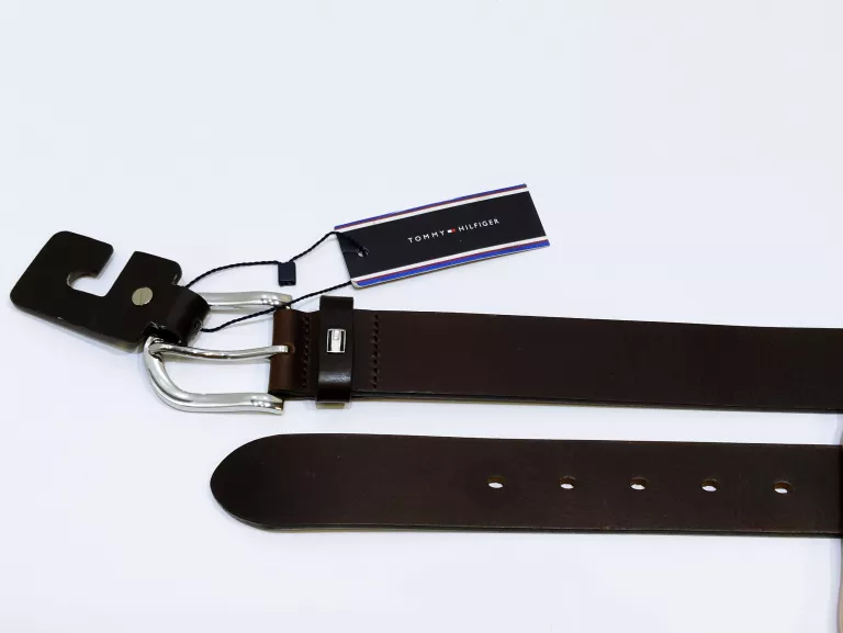 PASEK TOMMY HILFIGER WW0WW11590 244 R.80 SKÓRA BRĄZOWY