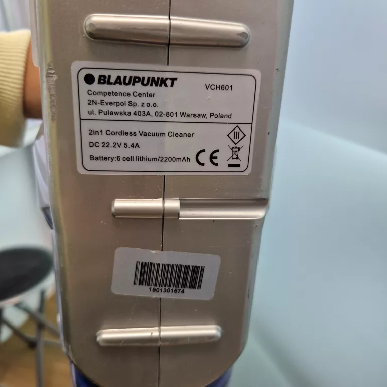 ODKURZACZ PIONOWY BLAUPUNKT VCH601 BRAK ZASILACZA