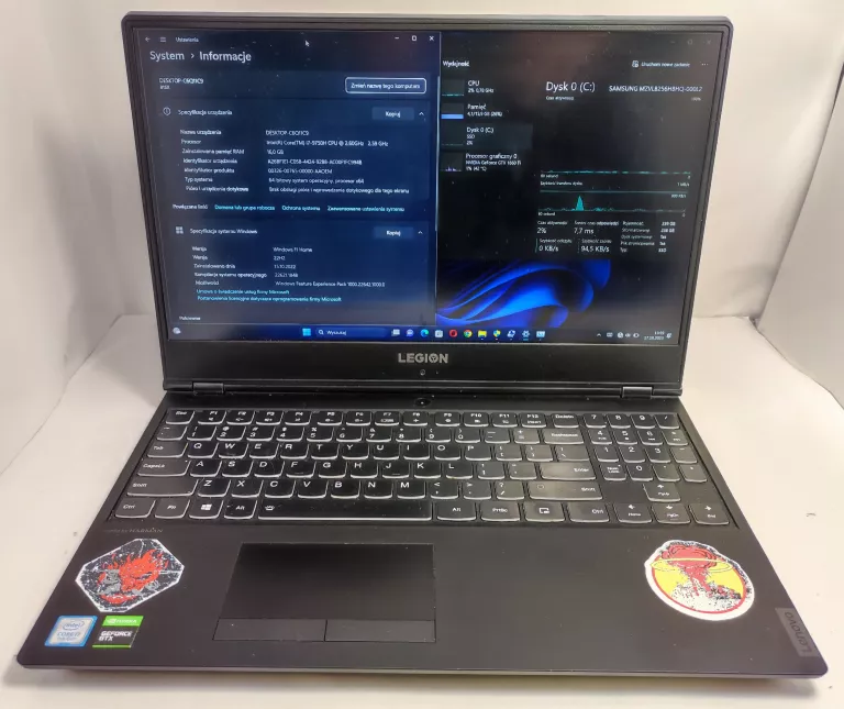 LENOVO LEGION Y540-15IRH I7-9750H 16GB 256GB SSD GTX1660TI WIN11