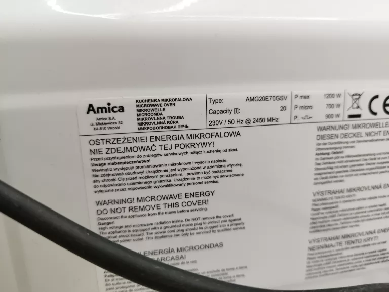 KUCHENKA MIKROFALOWA AMICA AMG20E70GSV