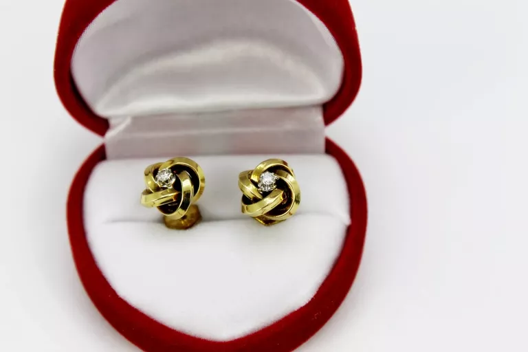 ZŁOTE KOLCZYKI Z BRYLANTAMI 2,64GR 0,10 CT CERTYFIKAT