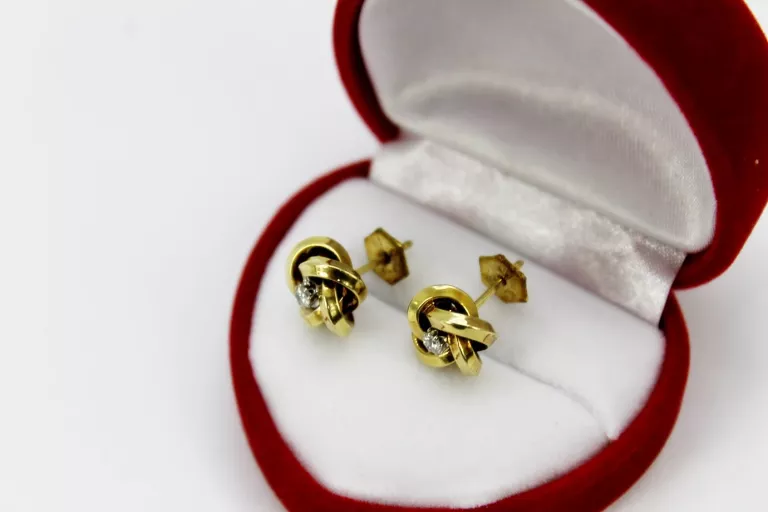 ZŁOTE KOLCZYKI Z BRYLANTAMI 2,64GR 0,10 CT CERTYFIKAT