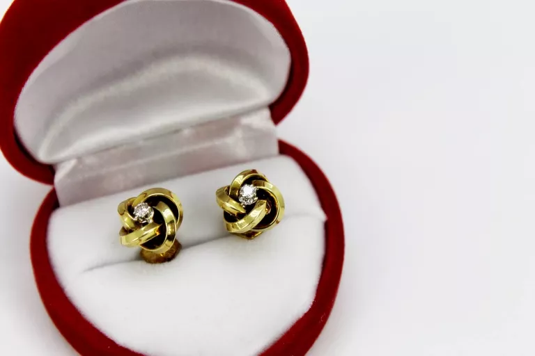ZŁOTE KOLCZYKI Z BRYLANTAMI 2,64GR 0,10 CT CERTYFIKAT