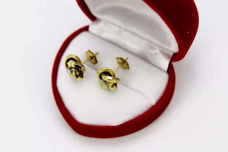 ZŁOTE KOLCZYKI Z BRYLANTAMI 2,64GR 0,10 CT CERTYFIKAT