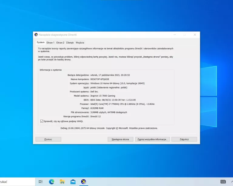 LAPTOP DELL INSPIRON 7000 GAMING I7-7700 8GB 1000 HDD GTX1050 TI
