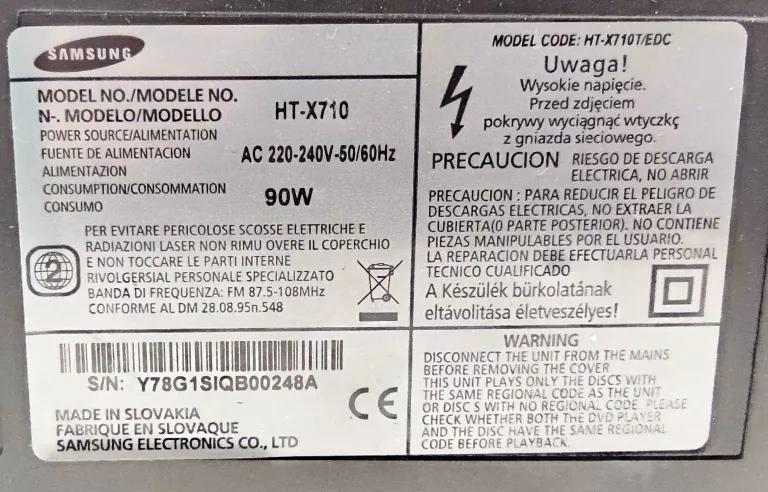 KINO DOMOWE SAMSUNG HT-X710 2.1 90W