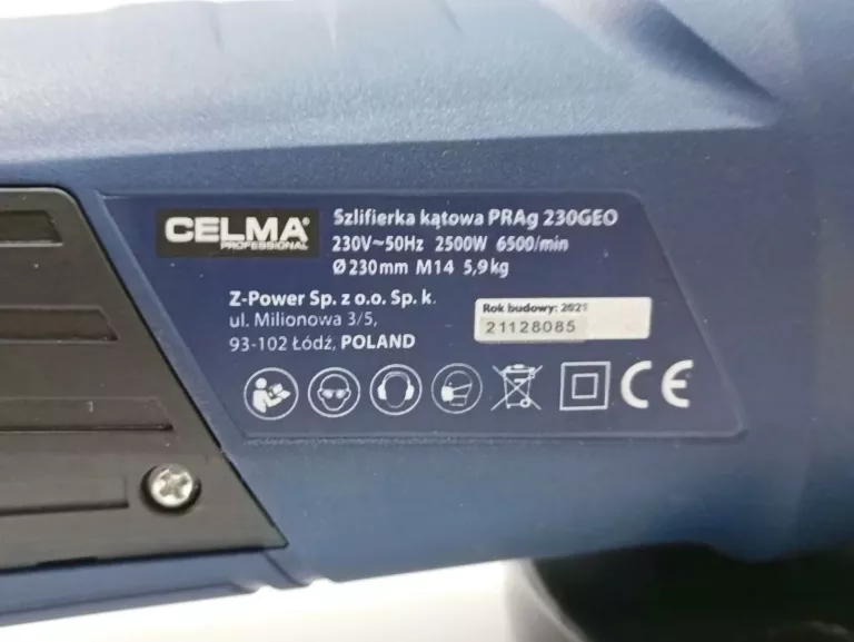 SZLIFIERKA KĄTOWA CELMA PRAG 230GEO