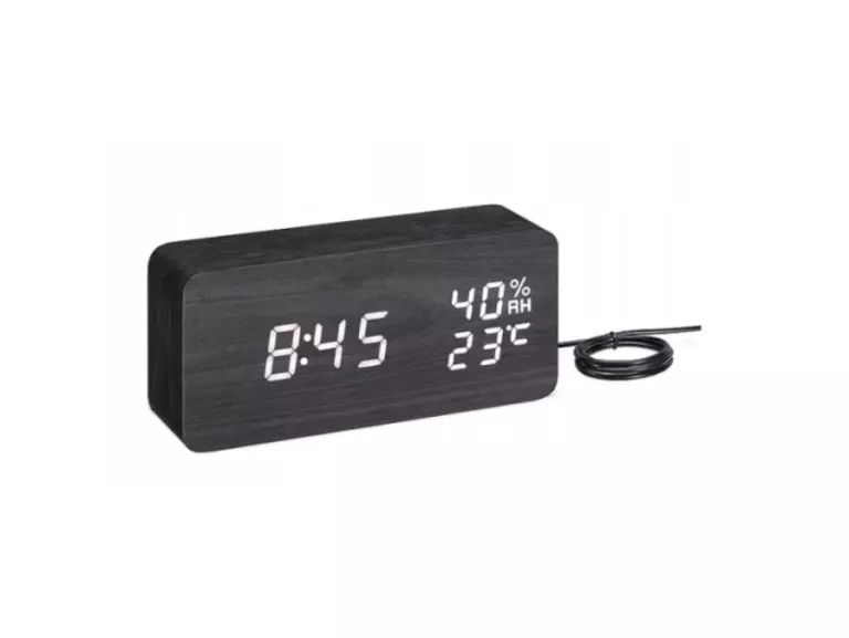 NAVARIS DESIGNERSKI BUDZIK CYFROWY LED DREWNO