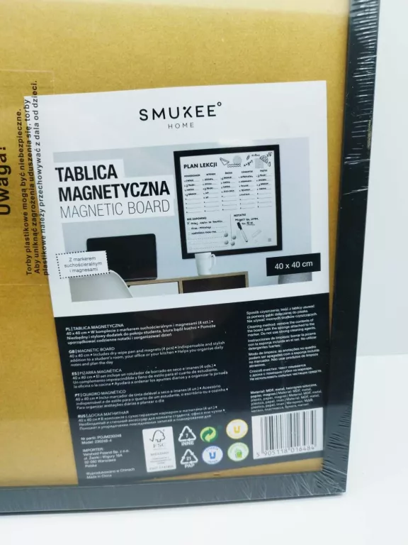 SMUKEE TABLICA MAGNETYCZNA 40X40CM PLAN LEKCJI 484