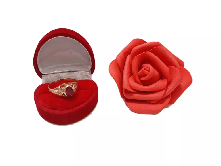 ELEGANCKI STARODAWNY PIERŚCIONEK RÓŻOWE OCZKO 583 2.51G