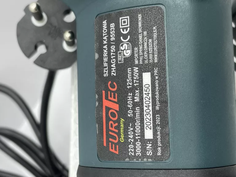 SZLIFIERKA KĄTOWA EUROTEC SZLIFIERKA ZHAG1750